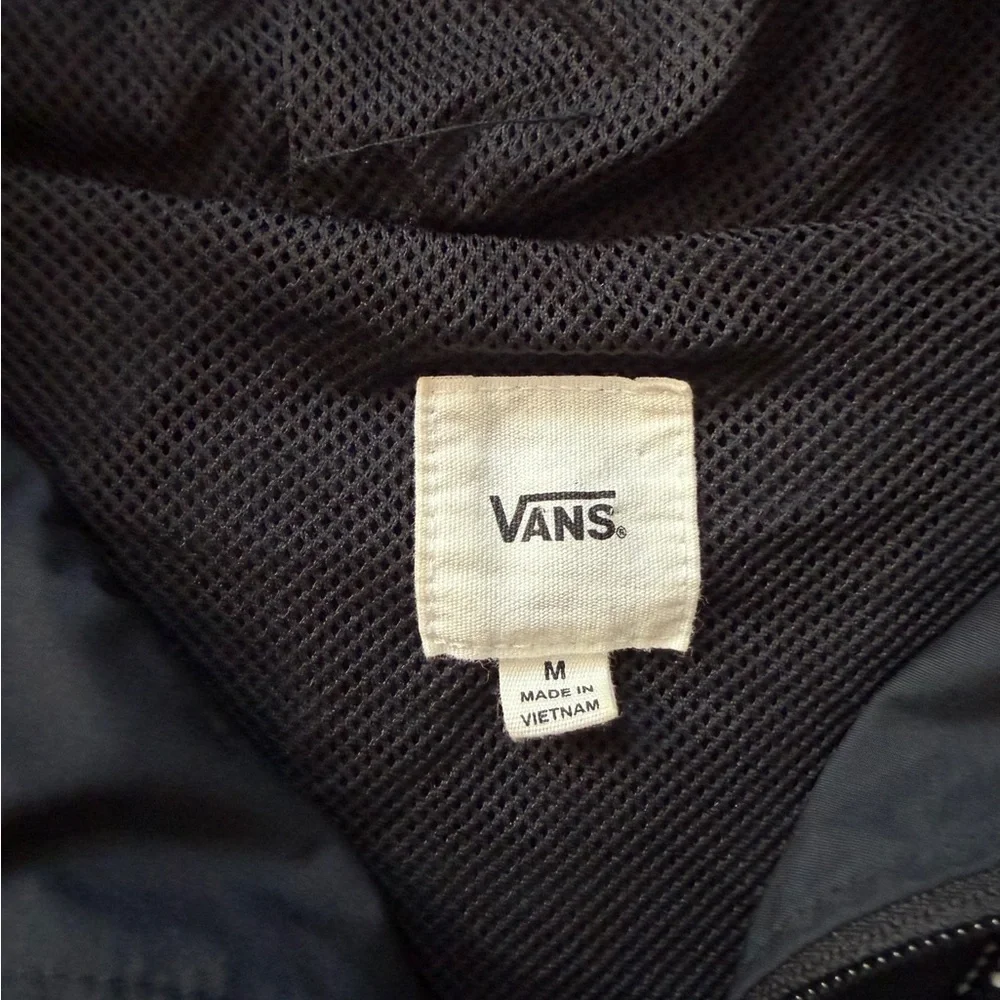 Vans Windbreaker Jacket Mens M Black Hooded Full Zip Lightweight Skate - Picture 5 of 9